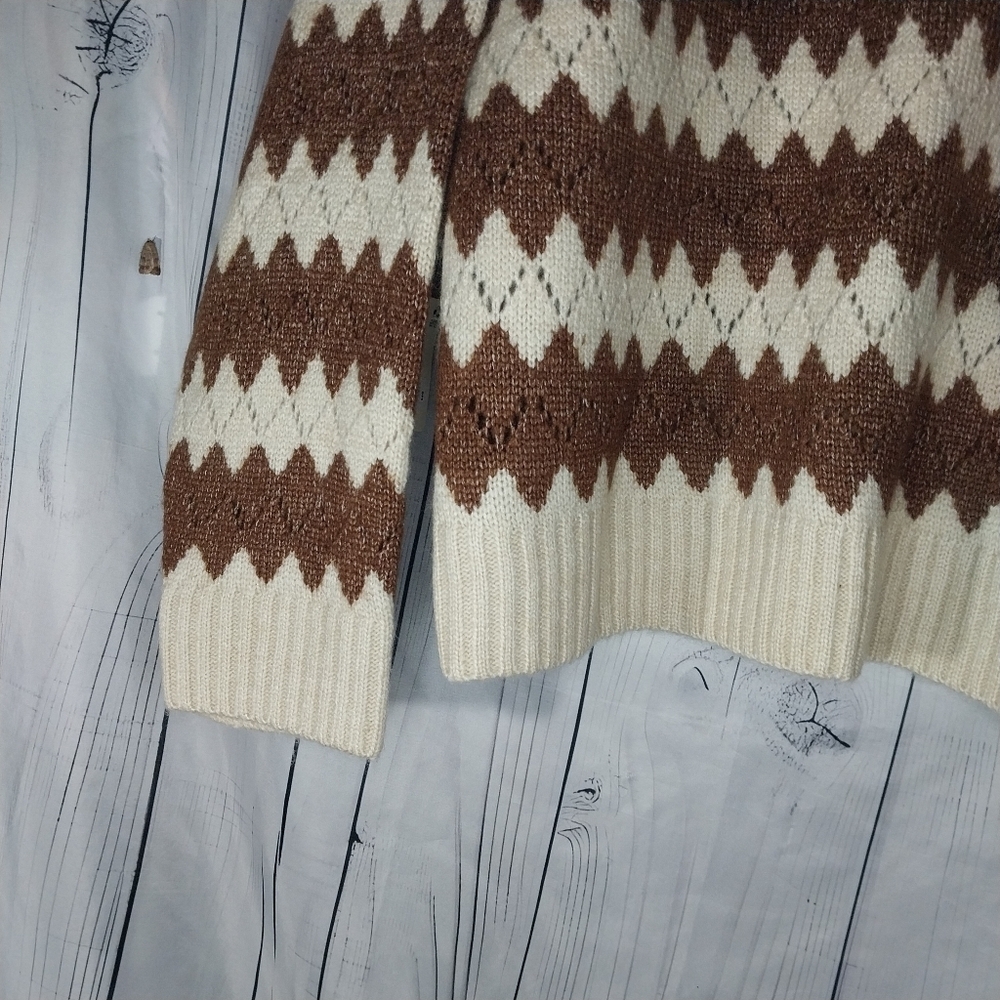 a.n.a a New Approach V-Neck Sweater in Cream and Brown Size XL NWT - Picture 14 of 15